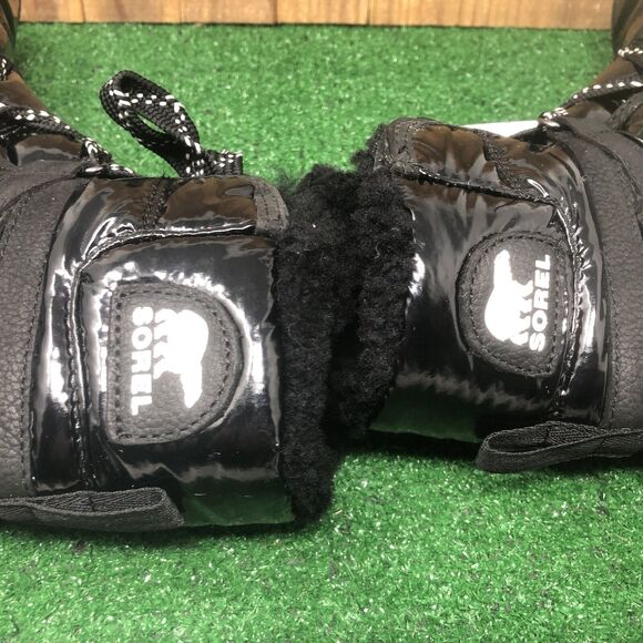 NEW Sorel Whitney Short Lace Patent Black Boots LL3433-010 Women's7.5Waterproof - Picture 12 of 14
